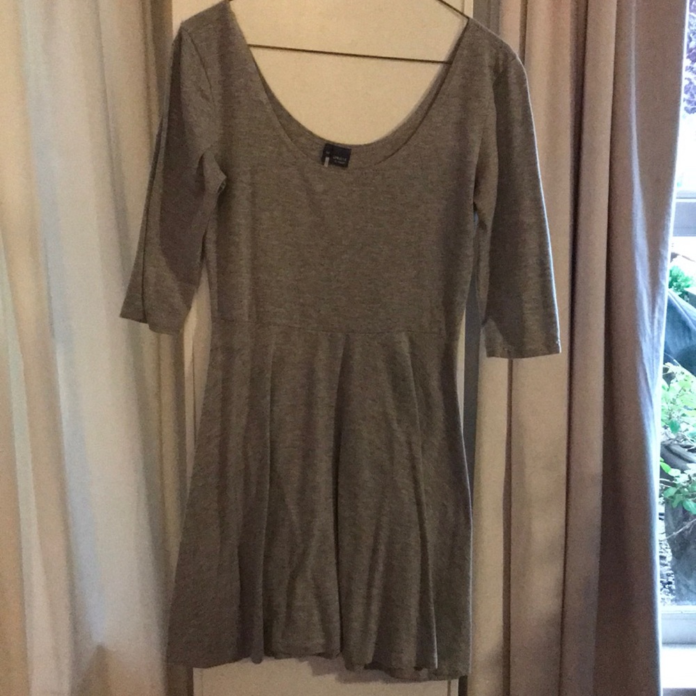 Swoop neck grey dress